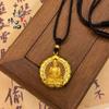 Tienda de oro mismo estilo oro arena antiguo con incrustaciones de diamantes colgante de Buda Sakyamuni cobre chapado en oro micro-incrustado colgante redondo de Buda al por mayor