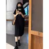 Vestido de Verano de Color Sólido Simple Versátil Holgado Adelgazante Elegante y con Estilo de Longitud Media Tipo Camiseta para Mujer Estilo Vacacional