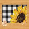 Individual Clásico de Cuadros Blancos y Negros Girasol Girasol Abeja Duende Decorativo Individual Amazon Decoración para el Hogar