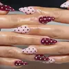 Uñas Postizas Nuevas Transfronterizas Europeas y Americanas Lunares Blanqueadoras Francesas Uñas Postizas Almendra Uñas Falsas 24 Piezas Piezas de Uñas a Juego de Color