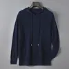 Moletom com capuz casual de malha 100% lã pura, novo para outono e inverno, prêt-à-porter de primeira linha, jaqueta com capuz de cashmere