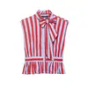 Camisa Rayada de Verano 2026 para Mujer, Estilo Europeo y Americano, Decorada con Lazo 26168