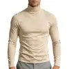 Camiseta básica de cuello alto para hombre transfronteriza, top elástico ajustado estilo europeo y americano, camiseta de manga larga cálida versátil de color liso para otoño e invierno