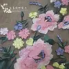 Tecido de Renda Bordado Floral Colorido Tridimensional de Taiwan Tecido para Vestido Roupas Z15 Tecido para Vestido de Casamento