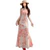 Dopamina Lindo Traje de Viagem de Yunnan Vestido Rosa Floral de Alça Vestido Longo Romântico de Verão Feminino