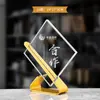 Nuevo trofeo de metal de cristal de alta calidad al por mayor, medalla anual de negocio para empleados destacados de empresa creativa, premios de competición
