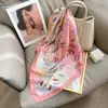 Bufanda Decorativa Cuadrada de Imitación Seda de Alta Gama Estilo Coreano para Mujer, Nueva Moda Primavera y Verano, Versátil de Lujo Ligero, Chal y Bufanda