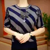 Camiseta de Manga Curta Redonda da Moda e Estilosa para Mães, Novo Estilo de Verão, Solta e Versátil, Top Emagrecedor e que Valoriza a Silhueta