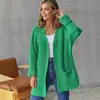 Amazon Plus Size Cardigan de Tricô Casual com Bolsos Novo para Primavera e Outono Suéter Feminino Estilo para o Trabalho Casaco Solto de Comprimento Médio