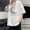Nueva camiseta de manga corta holgada de verano para hombre, camiseta de moda casual de moda de media manga, camiseta básica de tres cuartos