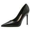 Tacones altos para mujer 2024, nuevos, talla grande, negros, de aguja, punta puntiaguda, bajos, para estudiantes, gran cantidad, trato preferencial.