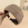 Faixa de Cabeça Larga de Lã Retrô Outono e Inverno para Mulheres, Luxo Acessível de Alta Qualidade, Cor Lisa, Faixa de Cabeça Versátil de Topo Alto, Acessórios de Cabelo para Lavar o Rosto para Mulheres