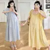 Novo Vestido de Verão para Gestante 2026 Estilo Coreano Solto Elegante com Contas Vestido de Maternidade