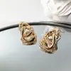 Pendientes de Anillo Doble Geométricos Irregulares Retorcidos de Joyería de Nicho Pendientes de Diseño Pequeño y Elegante Retro Venta al por Mayor