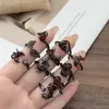 Anillo Abierto de Serpiente Negra Mate Estilo Gótico Oscuro Forma de Mariposa Corazón Espina Anillo de Dedo Índice Apilable Genial de Moda Nicho Unisex
