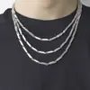 Collar de Semilla de Melón Grande de Acero de Titanio con Rombos de Platino Galvanizado al Vacío Tendencia Versátil de Alto Nivel Rombos Cuadrados Semilla de Melón Collar de Bambú