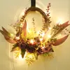 Corona de Flores Artificiales Transfronteriza con Peonías, Margaritas y Hojas de Arce para Colgar en la Puerta, Decoración de Corona para Puerta Principal de Fiesta de Acción de Gracias y Halloween
