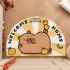 Capivara Capivara Tapete de Chão para Casa Ano Novo Vermelho Deus da Riqueza Tapete Festivo para Porta de Entrada Carpete de Porta Tapete para Pés Anel de Arame