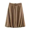 Para Comercio Exterior Europeo y Americano Transfronterizo Ropa de Mujer Aliexpress Más Vendido Verano Holgada Versátil con Cinturón Estilo Globo Falda Midi