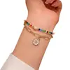 Pulseira Colorida de Pérolas Artificiais e Contas para Cross-border da Amazon, Corrente Camada com Pingente de Flor e Clipe de Papel, Joia da Moda Feminina