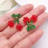 Fruta artificial fresca, cereza de cristal colorida, uva, aretes tejidos con cuentas DIY, collares, accesorios para llaves