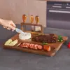 Cubiertos de bambú, cuchillo y tenedor, tabla para pan y bistec, tabla de cortar, plato gourmet, tabla de quesos, tabla de madera de bambú, juego de bambú, tabla de cortar