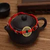 Pulsera de cuerda roja tejida a mano para pareja al por mayor pulsera de cinco monedas del Emperador de cobre puro tobillera de estilo étnico joyería pequeña
