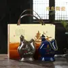 Garrafa de Vinho de Cerâmica Jingdezhen 0,5kg Caixa de Presente Garrafa de Vinho Criativa para Casa Garrafa de Vinho Personalizada Conjunto de Vinho Garrafa para Licor Garrafa Vazia