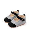 Novo Estilo Sapatos de Pré-Caminhada Simples Color Block com Solado de Borracha e Velcro para Bebês de 0 a 1 Ano, Sapatos Antiderrapantes com Velcro