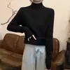 Suéter de punto de terciopelo de una sola pieza engrosado Maillard para mujer 2023 Invierno cuello alto medio prenda interior cálida con forro polar top base