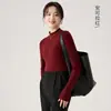 Capa base de lana merino de cuello alto medio para mujer, nuevo Otoño, Tencel Lenzing, versátil, suave, camiseta de manga larga