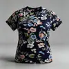 Comércio Exterior Plus Size Meia-idade e Idosos Verão Finos Respiráveis Calça de Flor de Nove Pontos Calça de Mãe Calça Reta Solta de Seda de Gelo