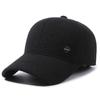 Sombrero de algodón para hombres de mediana edad y ancianos para otoño e invierno, forrado de lana, grueso y cálido, con protección para las orejas, gorra de béisbol, resistente al viento y al frío, gorra con visera