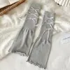 Pierneras de Ballet para Mujer con Lazo en Forma de Trompeta, Largas Grises y Blancas, Pierneras Sin Costuras Hechas a Mano