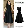 Vestido negro sin mangas para mujer, vestido largo de verano, impresionante vestidito negro estilo Hepburn, delicado, elegante, lujoso, vestido de alta gama