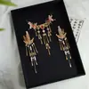 Ganchos para Orejas Versátiles con Borla Larga Floral Estilo Chino, Pendientes Dulces Chinos Antiguos Nuevos, Accesorios para Falda Mamian Hanfu