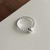 Anillo de Plata de Ley 925 Anillo de Frijol para Mujer Anillo de Dedo Simple Abierto de Bola Sólida Joyería Apilable para Mezclar y Combinar 5153