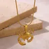 Colar com Pingente de Caranguejo Estilo Oceano em Aço Inoxidável e Ouro 18K Real Corrente para Férias na Praia Não Desbota em Aço Titânio
