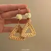 Pendientes de Ratán con Forma de Abanico Estilo Resort de Verano en la Costa, Pendientes Elegantes Exagerados de Gama Alta, Pendientes Únicos Bohemian