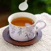 Juego de Taza y Platillo de Lagerstroemia y Glicinia Pintado a Mano de Fábrica, Taza de Té de Cerámica, Taza para Latte de Uso Doméstico, Exquisita Taza para el Té de la Tarde