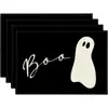 Manteles individuales con temática de Halloween con estampados de calabaza, fantasma y murciélago, decoración festiva para reuniones familiares y fiestas