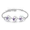 Pulsera para mujer Joyería coreana de plata Hoja de la suerte Hierba Amatista Joyería en forma de corazón Joyería para mano Fabricantes Venta caliente Taobao