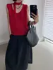 Mmc Dition Tejido de Seda Helada para Mujer Verano Nuevo Delgado Holgado Ropa Exterior de Gama Alta Chaleco Top sin Mangas