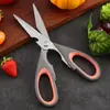 Tesoura de cozinha em estoque transfronteiriça, tesoura de cozinha de aço inoxidável potente para cortar ossos, tesoura multifuncional para alimentos, tesoura para ossos de frango