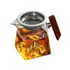 Taza de Feria Cuadrada con Mango de Madera, Taza de Té de Montaña de Vidrio, Taza de Montaña de Vidrio de Alto Borosilicato, Taza Cuadrada de Vidrio con Juego de Colador de Té