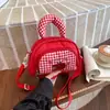 Bolso de Mano a Cuadros con Bordado de Manzana 2026 con Asa Acolchada, Bolso Cruzado Estilo Juvenil, Mini Bolso Lindo