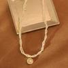 Collar de perlas con forma de estrella de circonita galvanizada en oro auténtico, estilo francés retro, elegante, cadena de clavícula, collar de moda para mujer.
