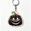 Llavero de calabaza con lazo colorido de Halloween acrílico accesorio lindo y elegante para mochilas y coches