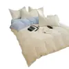 Juego de cuatro piezas estilo coreano minimalista con borde de concha en color liso, hecho de tela de algodón lavado, adecuado para la habitación doble de una niña, ropa de cama para todas las estaciones