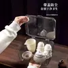 Caixa de Armazenamento com Tampa para Conjunto de Chá, à Prova de Poeira, Transparente, para Organizar e Guardar Folhas de Chá e Xícaras de Chá na Mesa de Chá, Suporte de Armazenamento para Bule Kung Fu